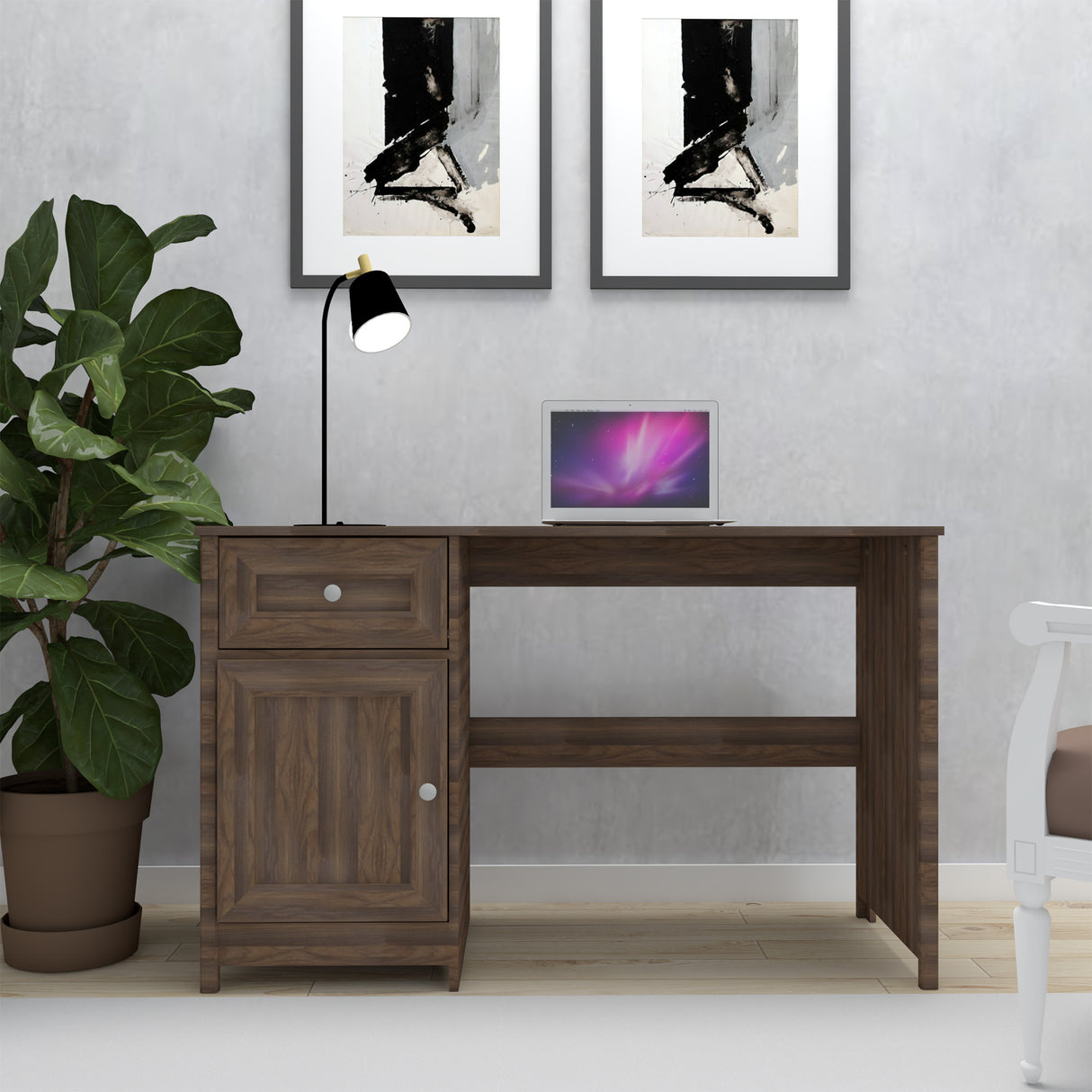 Escritorio Elva Marron 132x3cm con Un Cajón - Escritorios | Bylmo