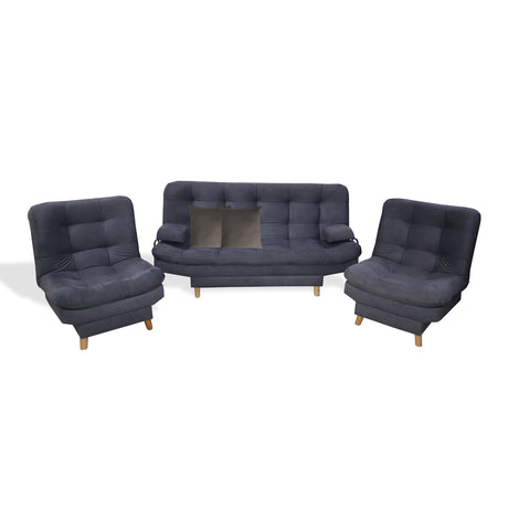 Sala Hauser Gris 185x90cm con Sofacama y Dos Sillas - Sofas y Poltronas | Bylmo