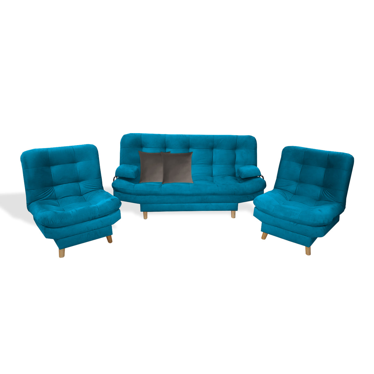 Sala Hauser Turquesa 185x90cm con Sofacama y Dos Sillas - Sofas y Poltronas | Bylmo