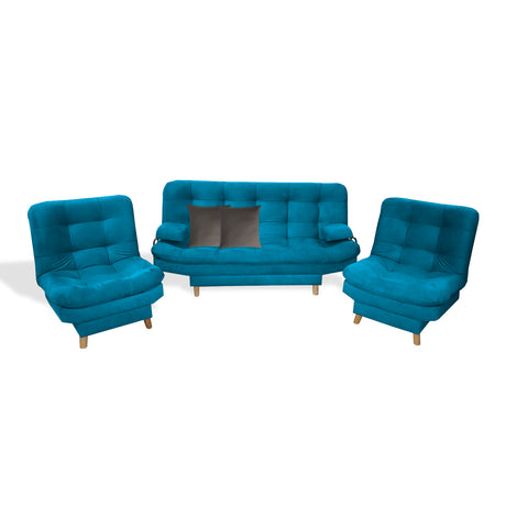 Sala Hauser Turquesa 185x90cm con Sofacama y Dos Sillas - Sofas y Poltronas | Bylmo