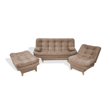 Sala Hauser Camel 185x90cm con Sofacama y Dos Sillas - Sofas y Poltronas | Bylmo