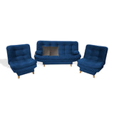 Sala Hauser Azul Petróleo 185x90cm con Sofacama y Dos Sillas - Sofas y Poltronas | Bylmo