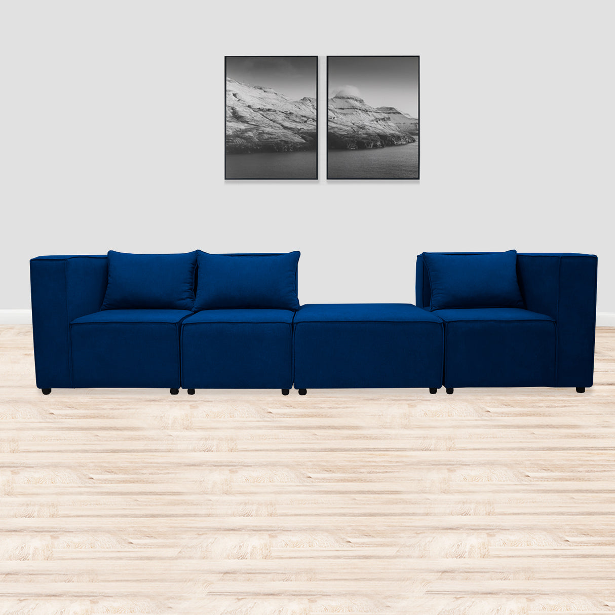 Sofá en L Hofer Azul Petróleo 70x75cm Modular de Cuatro Puestos - Sofas y Poltronas | Bylmo