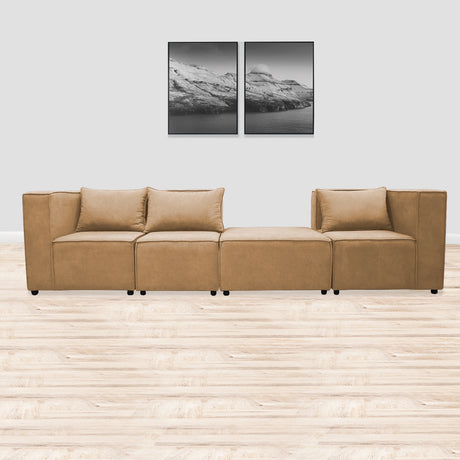 Sofá en L Hofer Camel 70x75cm Modular de Cuatro Puestos - Sofas y Poltronas | Bylmo