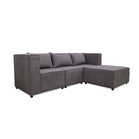 Sofá en L Hofer Gris 70x75cm Modular de Cuatro Puestos - Sofas y Poltronas | Bylmo