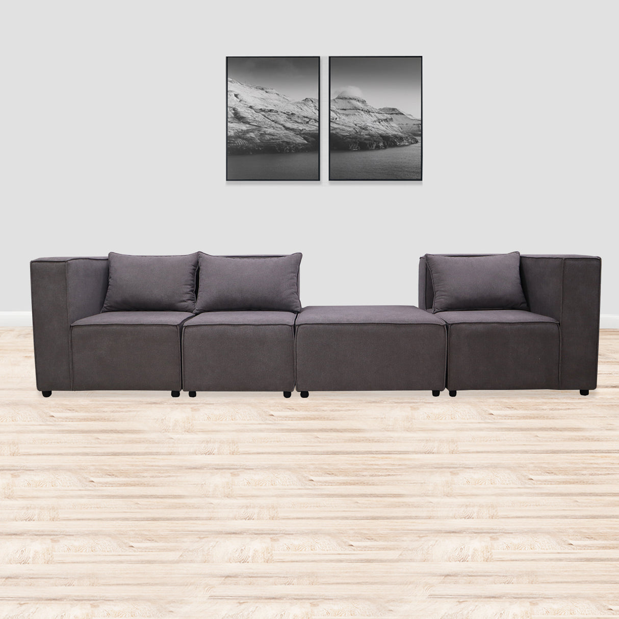 Sofá en L Hofer Gris 70x75cm Modular de Cuatro Puestos - Sofas y Poltronas | Bylmo