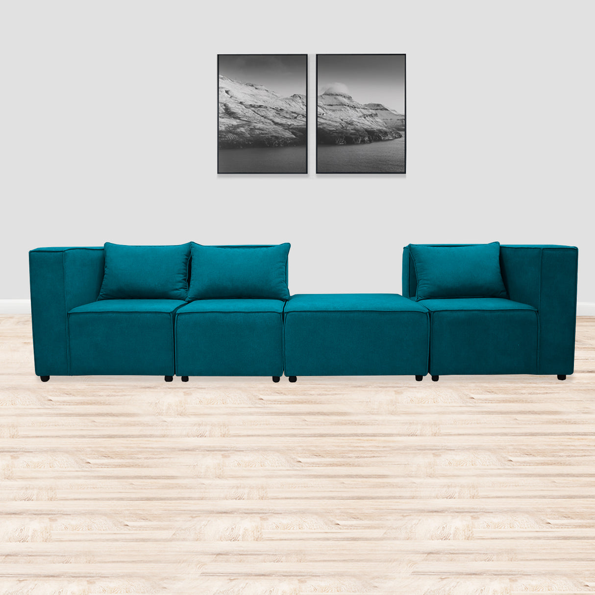 Sofá en L Hofer Turquesa 70x75cm Modular de Cuatro Puestos - Sofas y Poltronas | Bylmo