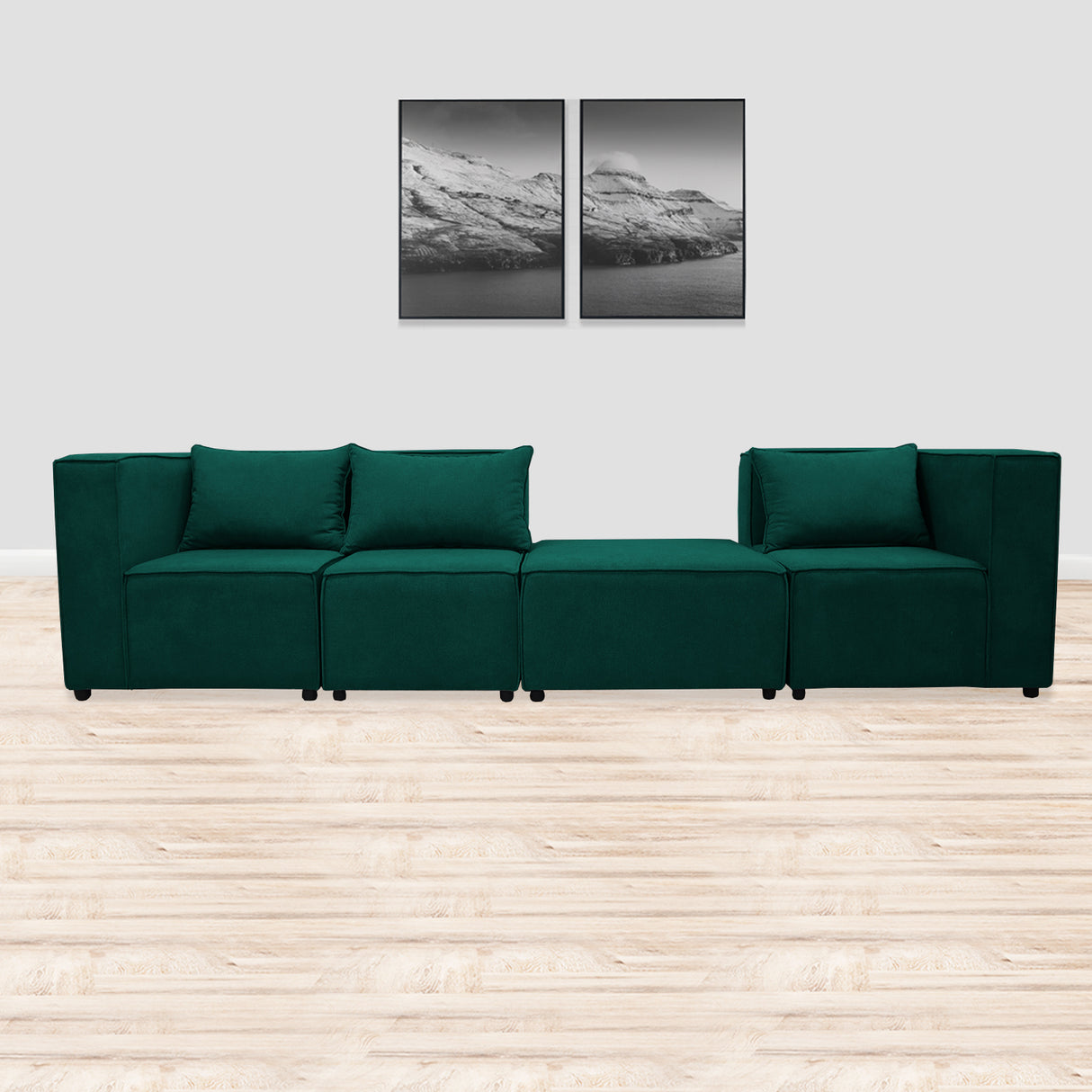 Sofá en L Hofer Verde 70x75cm Modular de Cuatro Puestos - Sofas y Poltronas | Bylmo