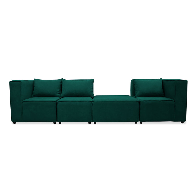 Sofá En L Hofer Verde 70x75cm Modular De Cuatro Puestos