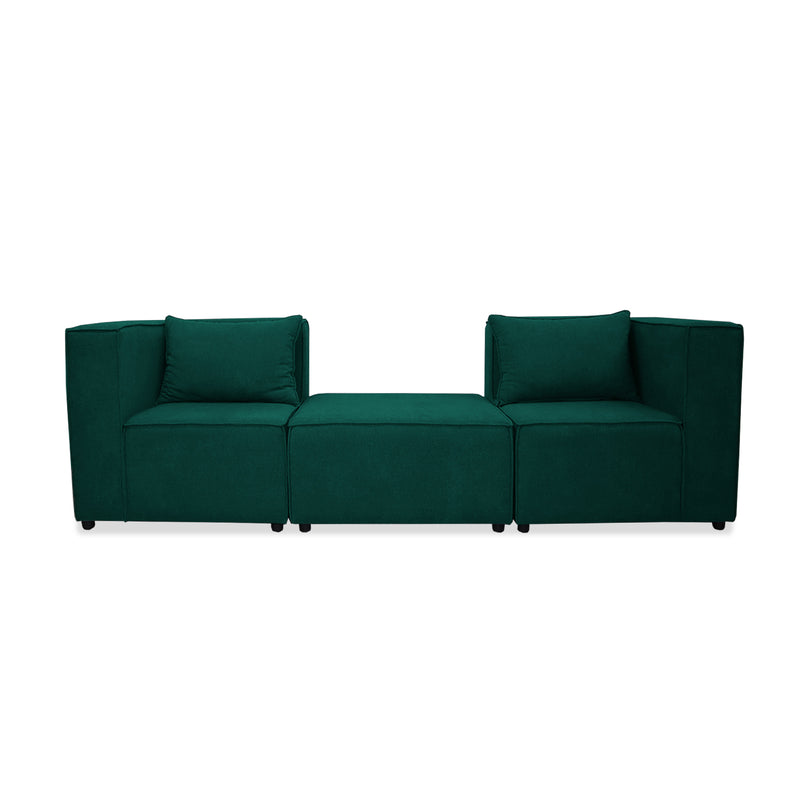 Sofá En L Hofer Verde 70x75cm Modular De Cuatro Puestos