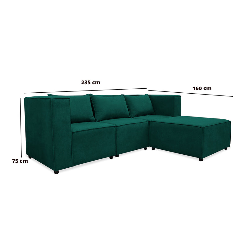 Sofá En L Hofer Verde 70x75cm Modular De Cuatro Puestos