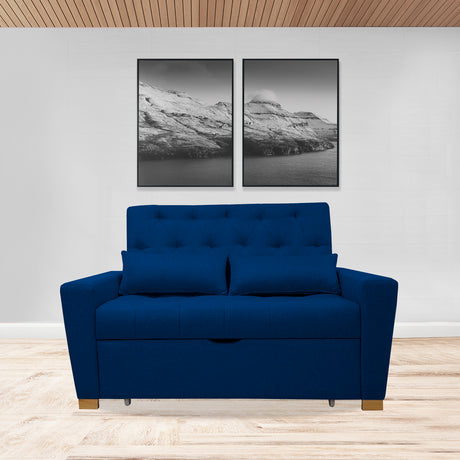Sofacama Ackerman Azul Petróleo 150x94cm de Dos Puestos - Sofas y Poltronas | Bylmo