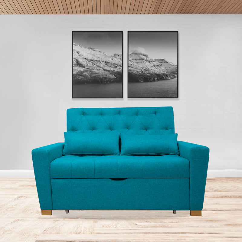 Sofacama Ackerman Turquesa 150x94cm De Dos Puestos