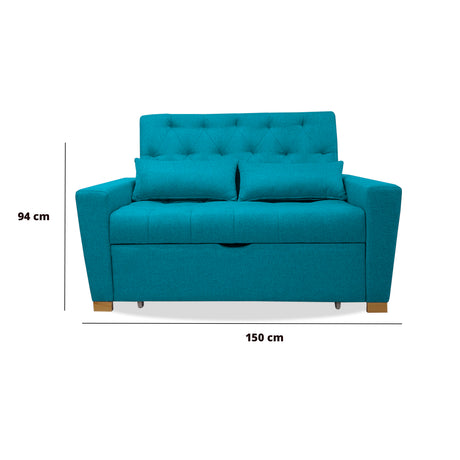 Sofacama Ackerman Turquesa 150x94cm de Dos Puestos - Sofas y Poltronas | Bylmo