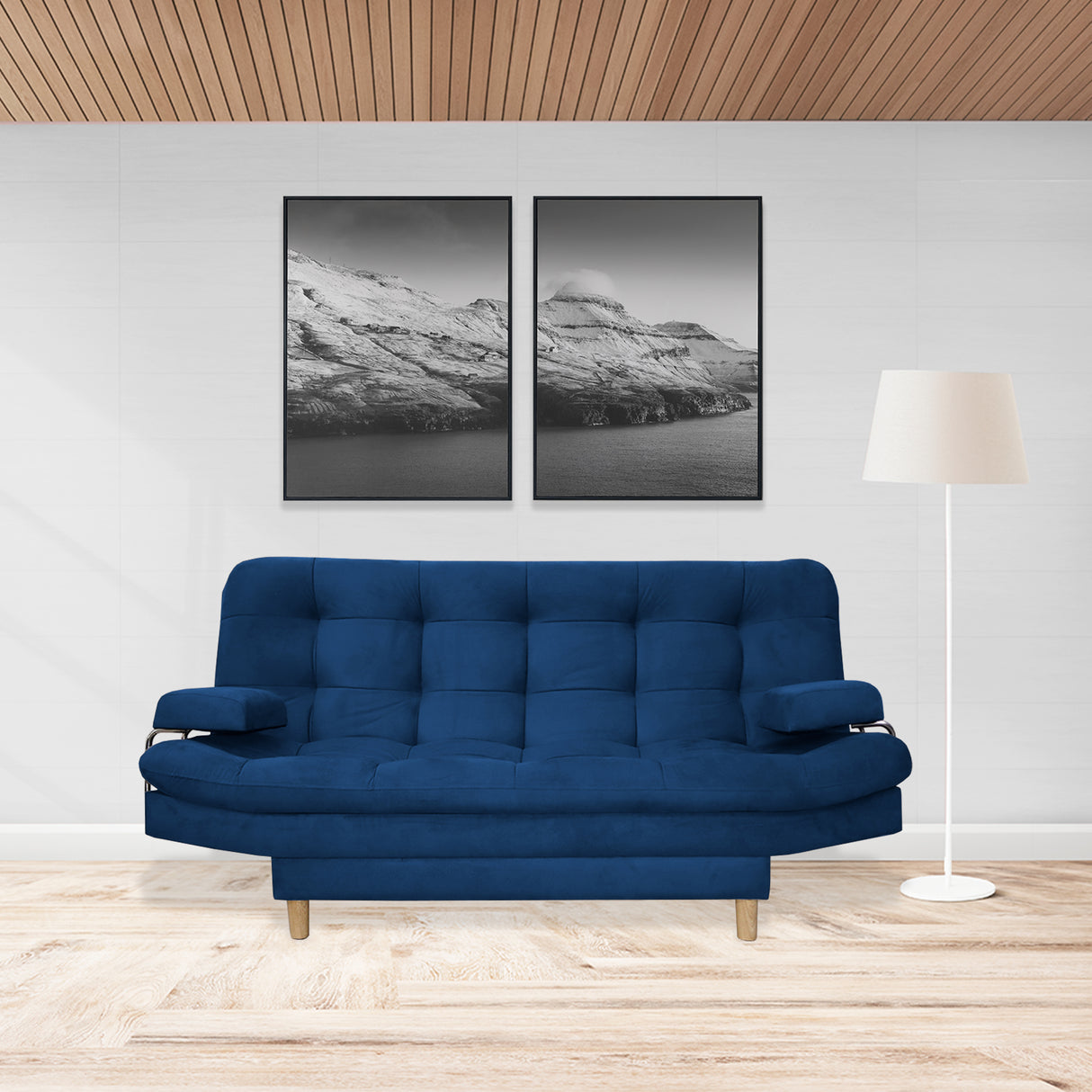 Sofacama Hauser Azul Petróleo 185x90cm de Tres Puestos - Sofas y Poltronas | Bylmo