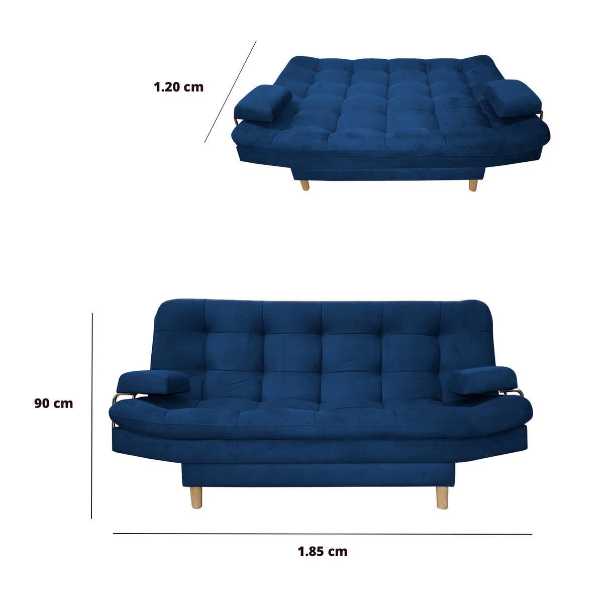 Sofacama Hauser Azul Petróleo 185x90cm de Tres Puestos - Sofas y Poltronas | Bylmo