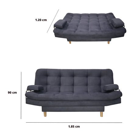 Sofacama Hauser Gris 185x90cm de Tres Puestos - Sofas y Poltronas | Bylmo