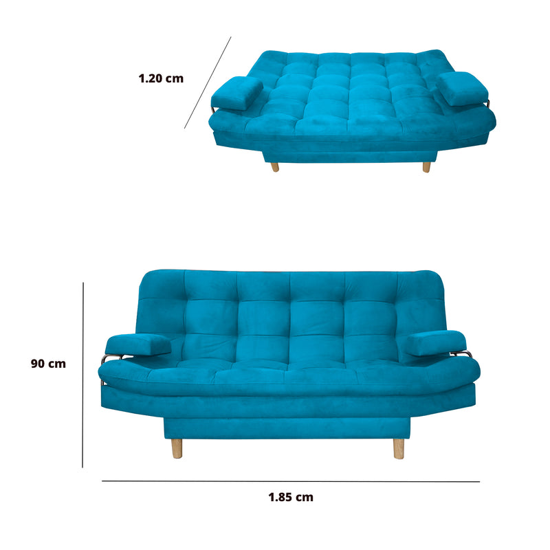 Sofacama Hauser Turquesa 185x90cm De Tres Puestos