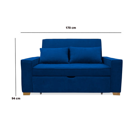 Sofacama Hofer Azul Petróleo 170x94cm de Dos Puestos - Sofas y Poltronas | Bylmo