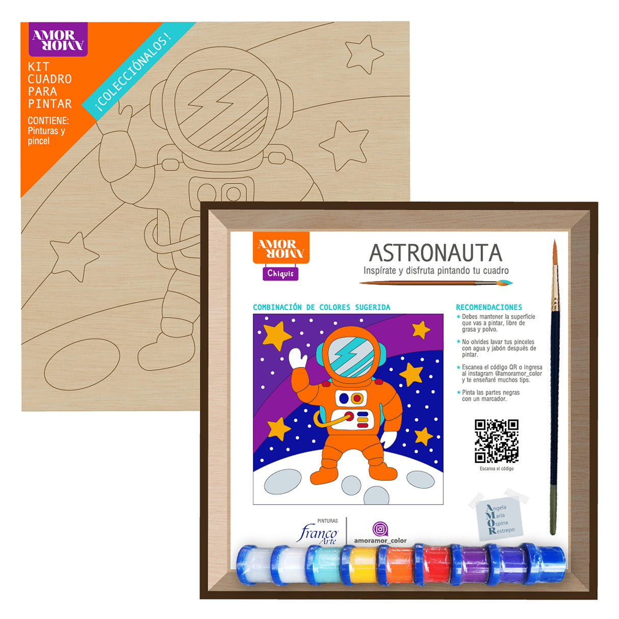 Kit Cuadro Para Pintar Natural 24x24cm De Astronauta - Cuadros | Bylmo