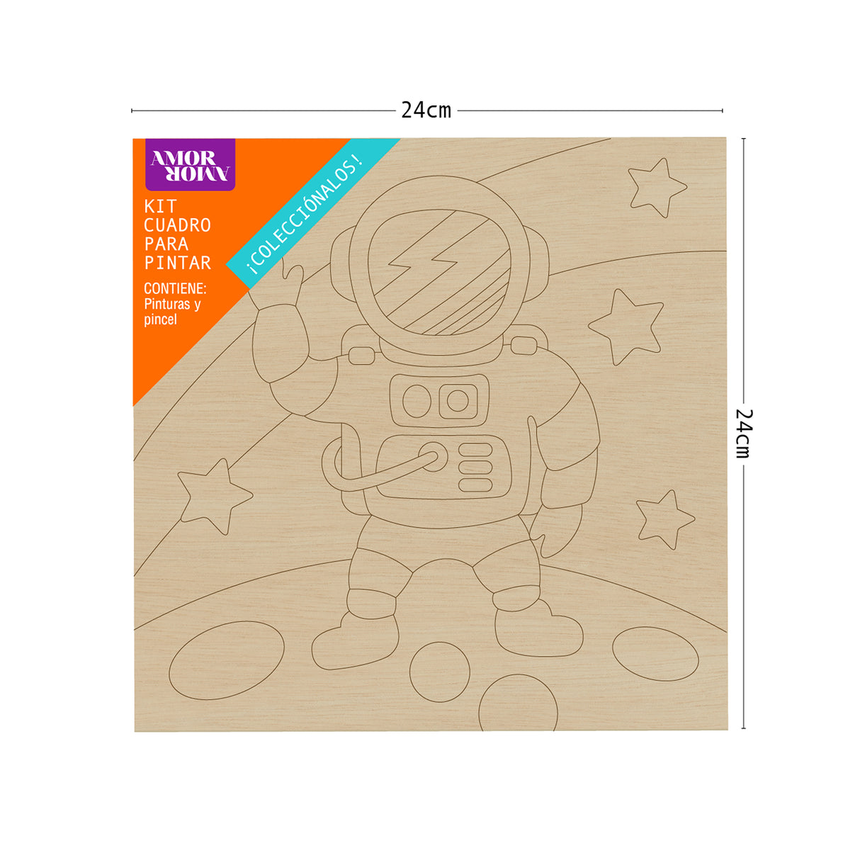 Kit Cuadro Para Pintar Natural 24x24cm De Astronauta - Cuadros | Bylmo