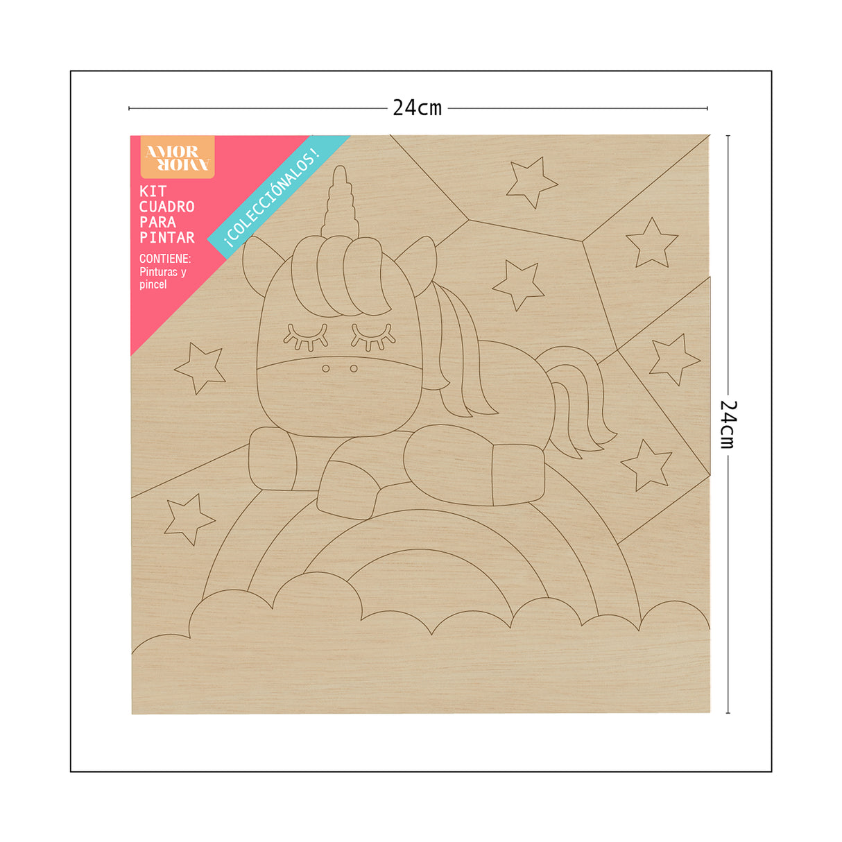 Kit Cuadro Para Pintar Natural 24x24cm De Unicornio - Cuadros | Bylmo