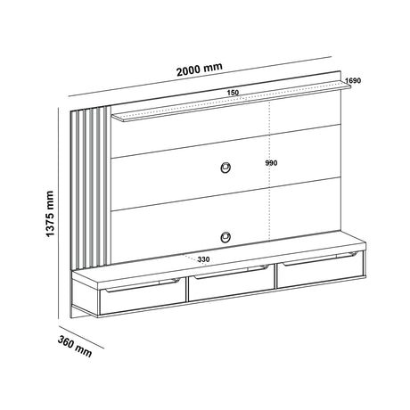 Panel de TV Presence Cerezo 207x22cm Para TV de 75 Pulgadas - Muebles de TV | Bylmo