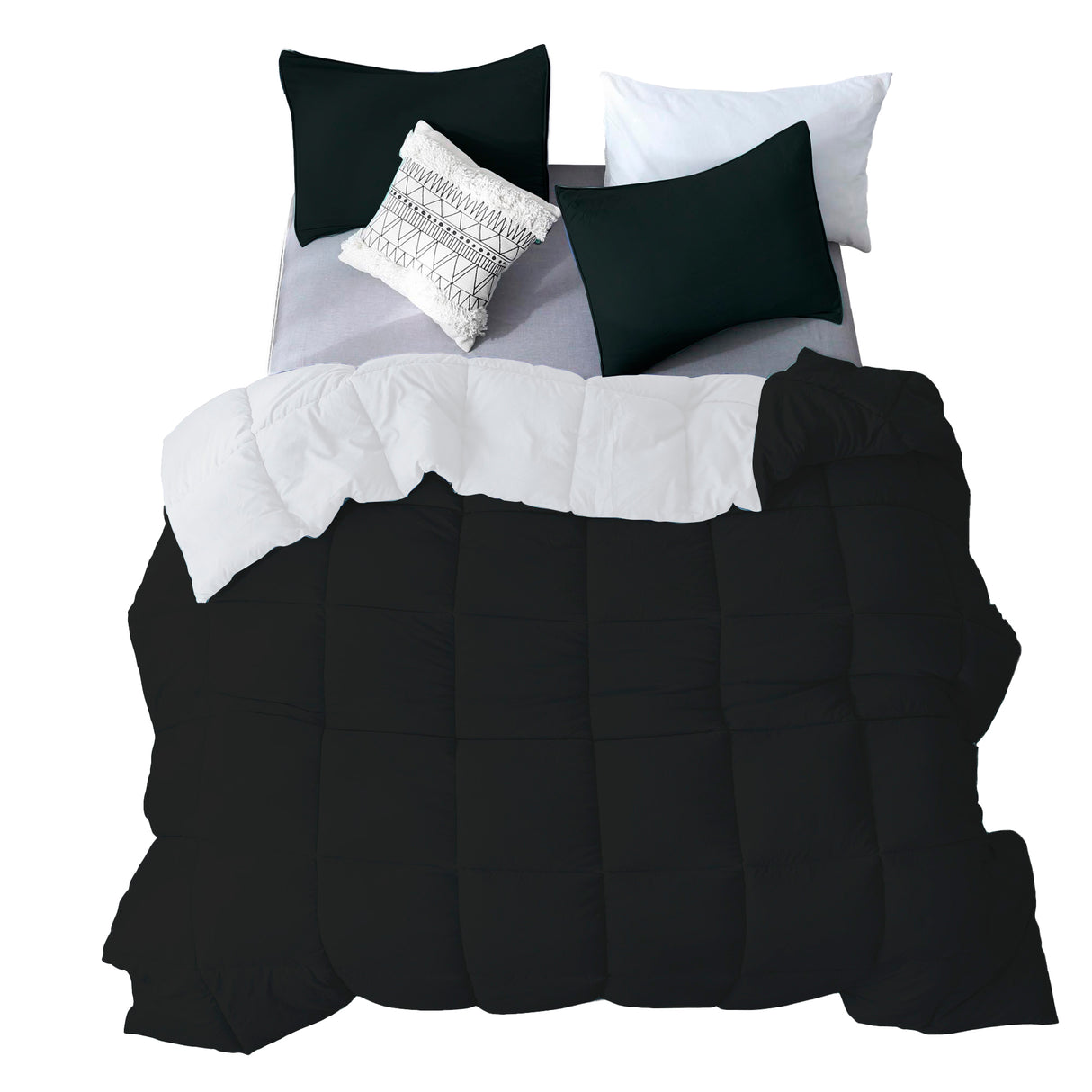 Edredón Ondino Blanco Negro Para Cama Semidoble 120x190cm - Tendidos y Cubrelechos | Bylmo