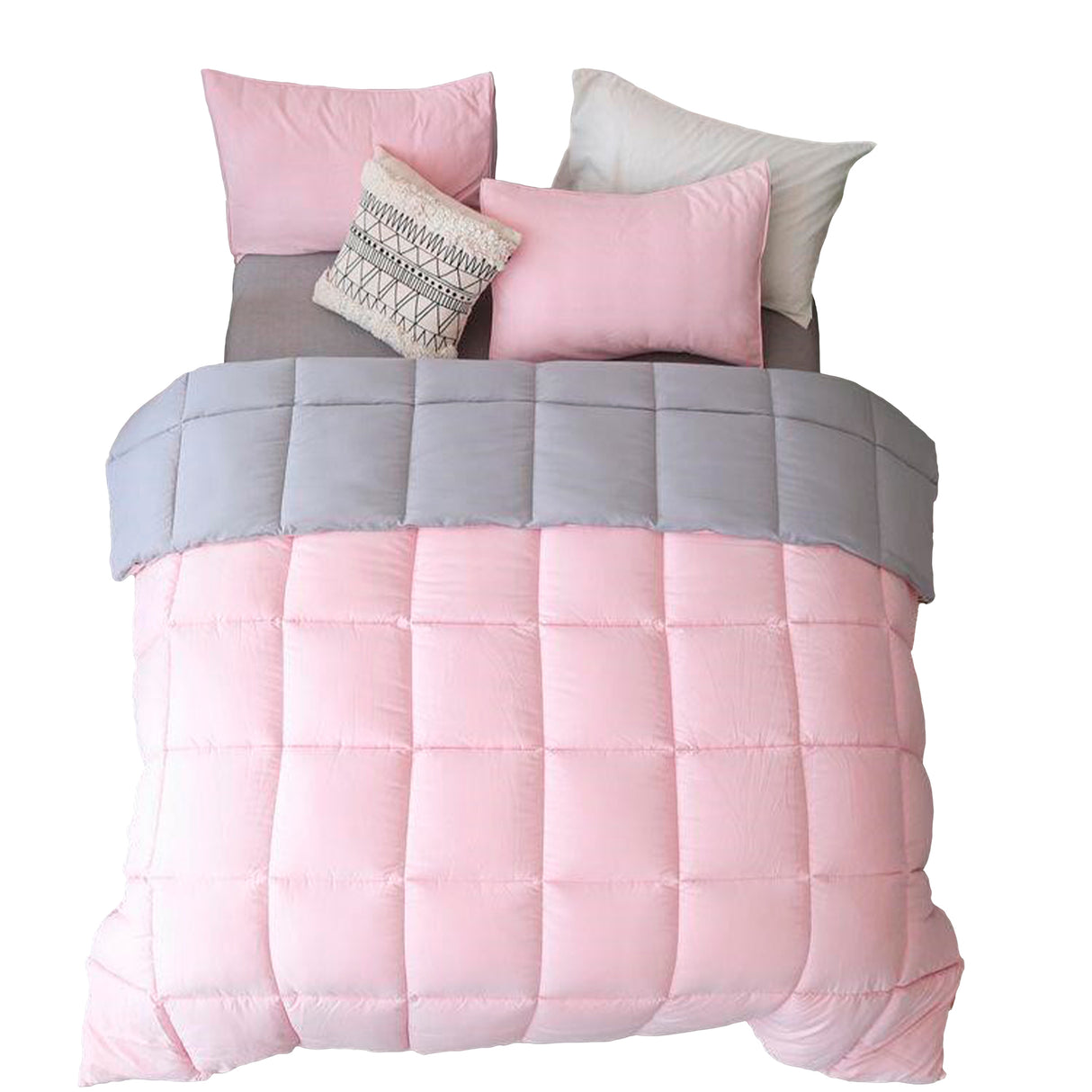 Edredón Ondino Rosado Gris Para Cama Semidoble 120x190cm - Tendidos y Cubrelechos | Bylmo