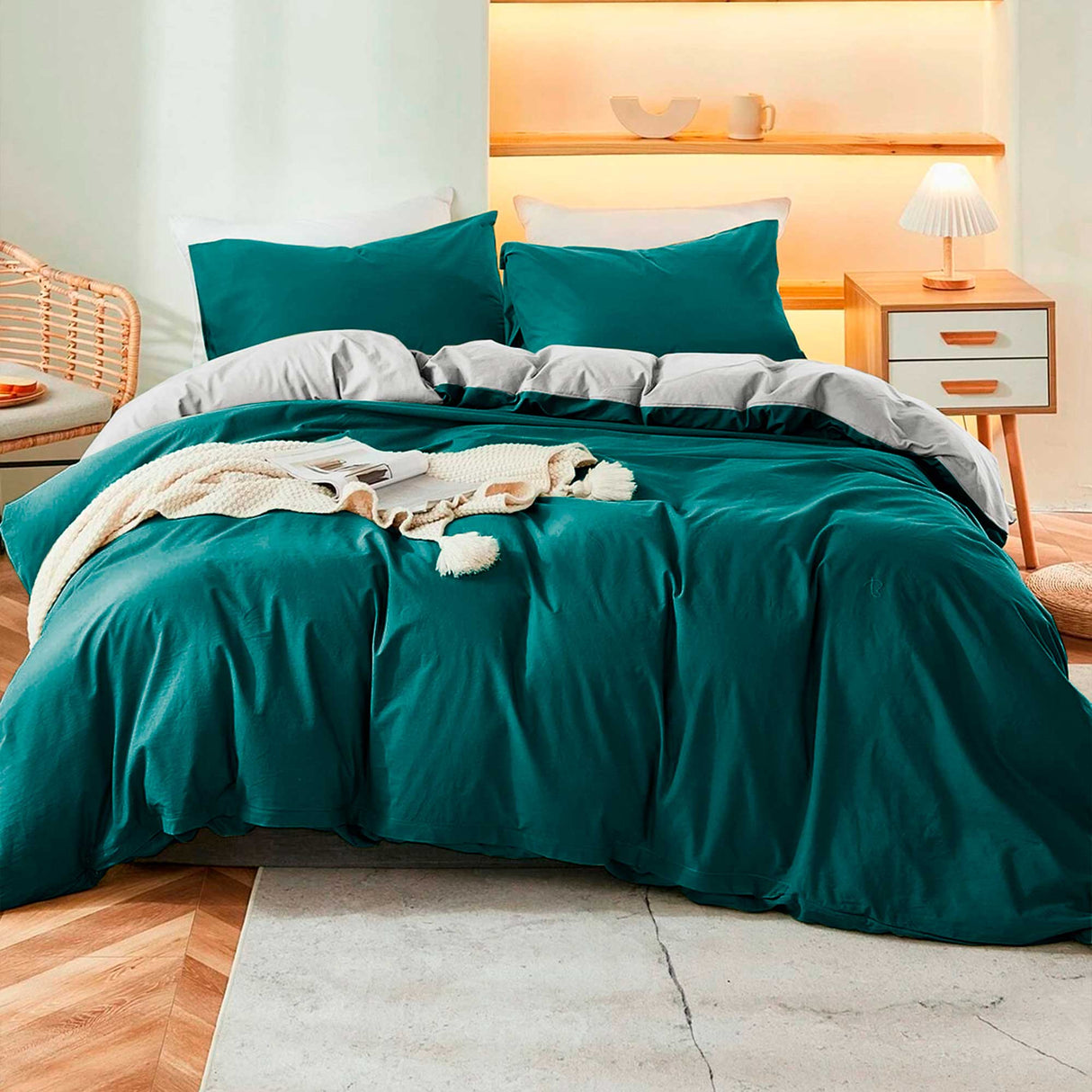 Duvet Lilis Aguamarina Gris Claro Para Cama King 200x190cm - Tendidos y Cubrelechos | Bylmo