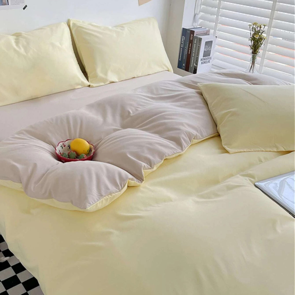 Duvet Lilis Amarillo Beige Para Cama Semidoble 120x190cm - Tendidos y Cubrelechos | Bylmo
