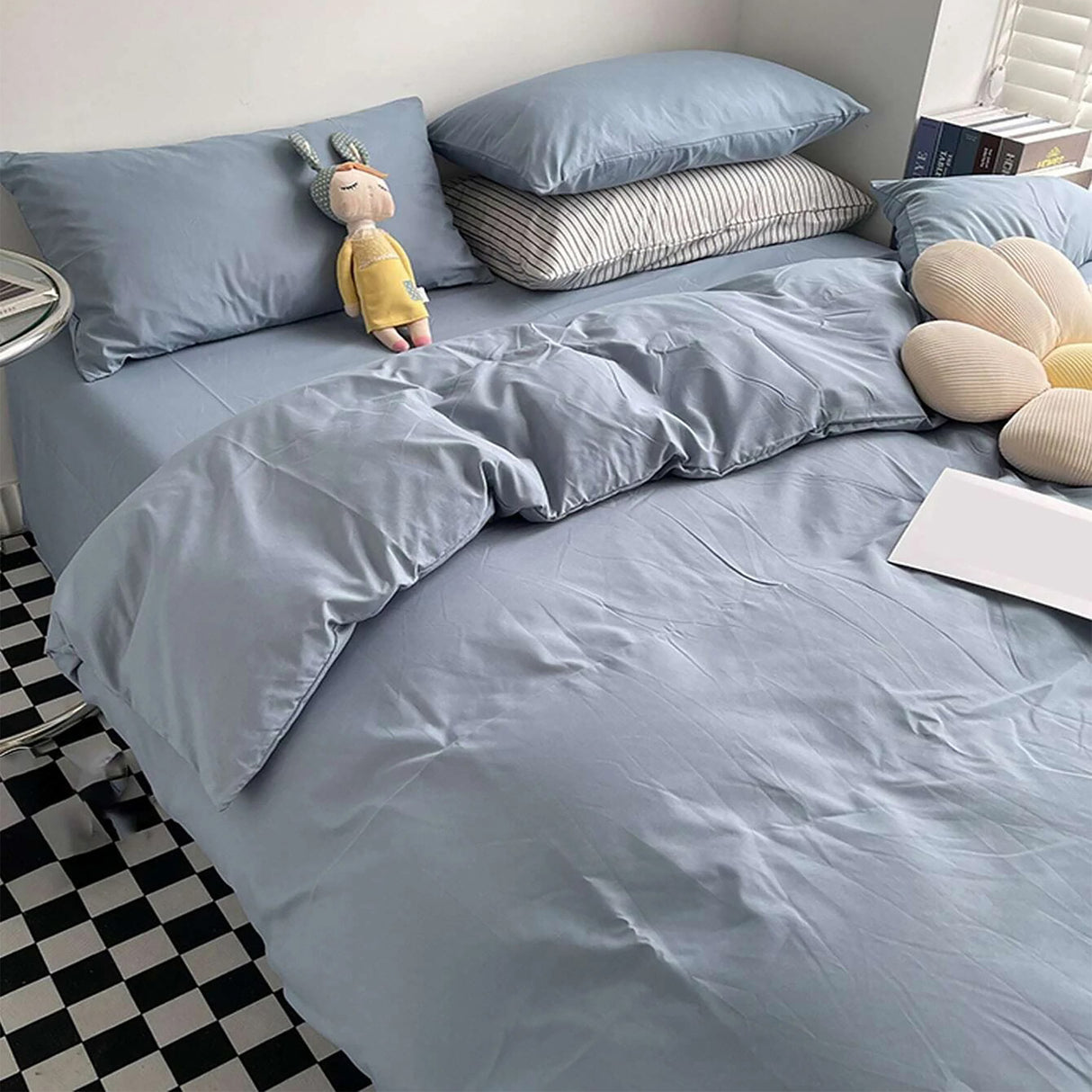 Duvet Lilis Azul Gris Para Cama Sencilla 90x190cm - Tendidos y Cubrelechos | Bylmo