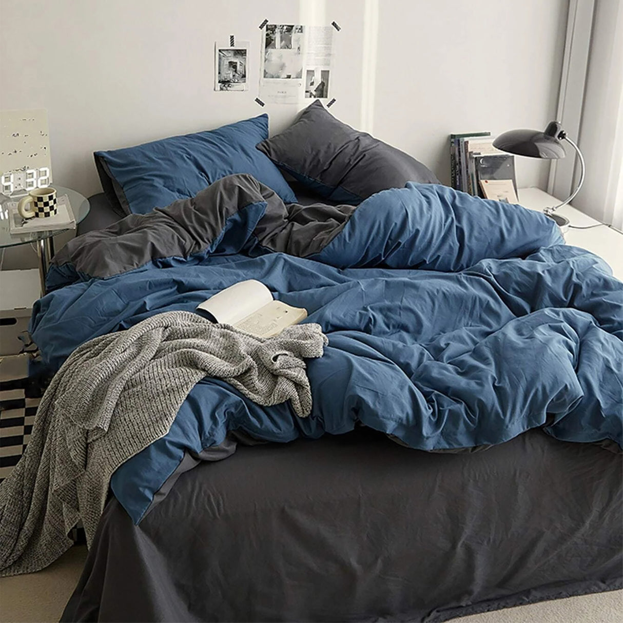 Duvet Lilis Azul Gris Oscuro Para Cama Semidoble 120x190cm - Tendidos y Cubrelechos | Bylmo