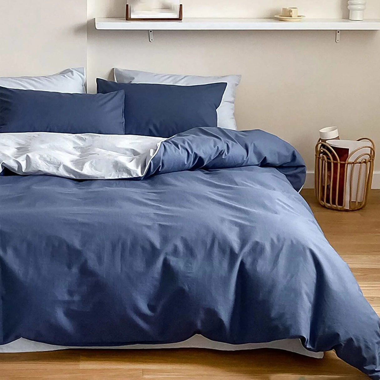 Duvet Lilis Azul Gris Claro Para Cama Sencilla 90x190cm - Tendidos y Cubrelechos | Bylmo