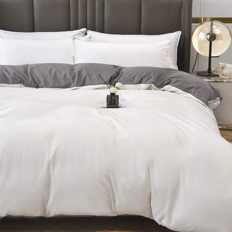 Duvet Lilis Blanco Gris Oscuro Para Cama Sencilla 90x190cm