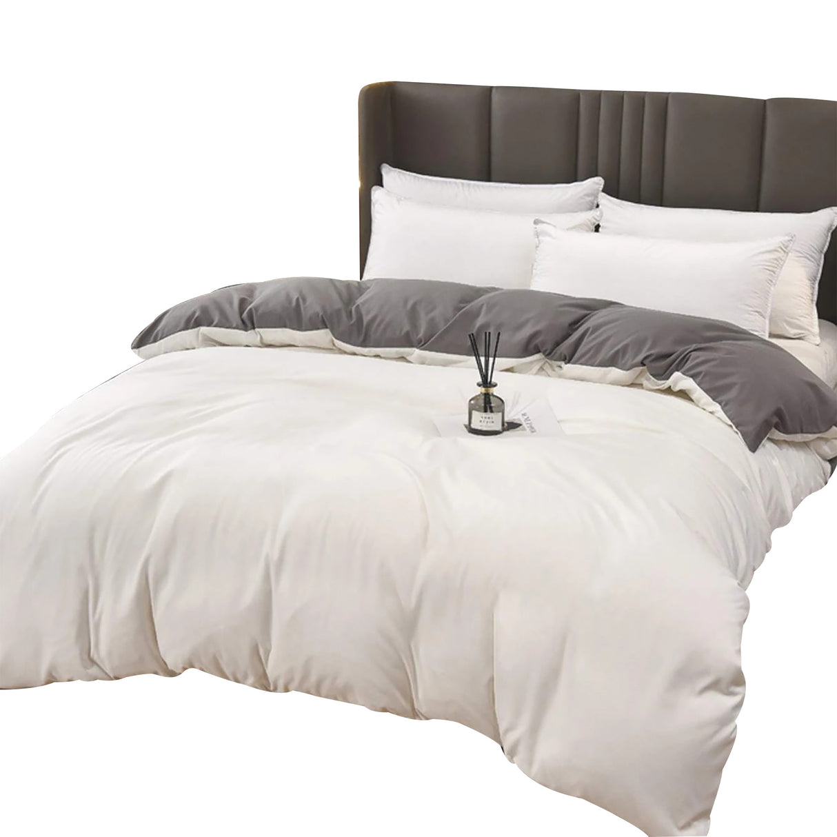 Duvet Lilis Blanco Gris Oscuro Para Cama Semidoble 120x190cm - Tendidos y Cubrelechos | Bylmo