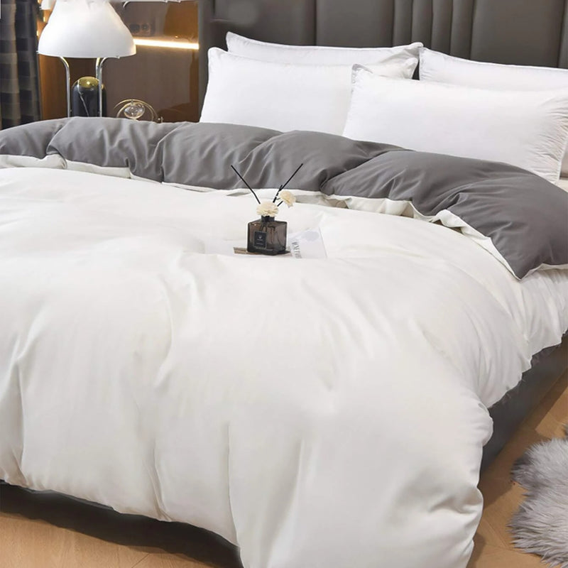 Duvet Lilis Blanco Gris Oscuro Para Cama Queen 160x190cm