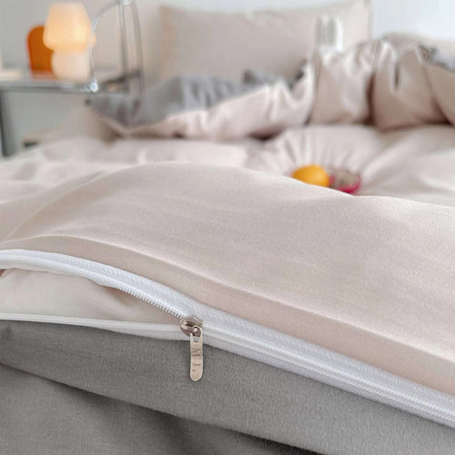 Duvet Lilis Crema Gris Para Cama Semidoble 120x190cm