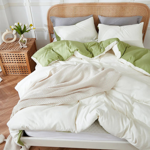 Duvet Lilis Crema Verde Para Cama Semidoble 120x190cm