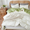 Duvet Lilis Crema Verde Para Cama Queen 160x190cm