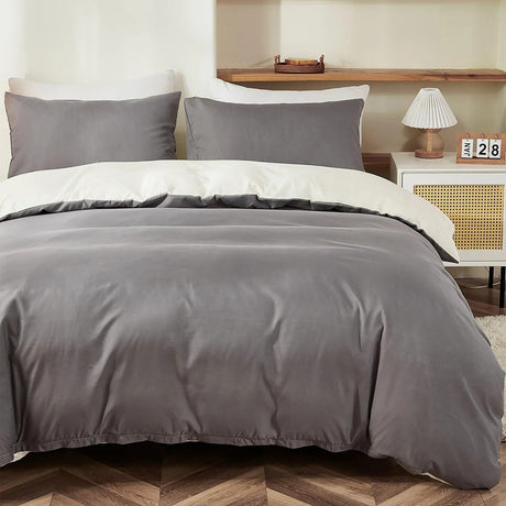 Duvet Lilis Gris Oscuro Crema Para Cama Sencilla 90x190cm - Tendidos y Cubrelechos | Bylmo