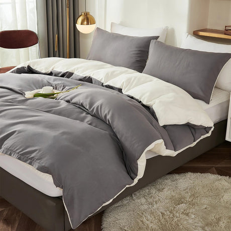 Duvet Lilis Gris Oscuro Crema Para Cama Semidoble 120x190cm - Tendidos y Cubrelechos | Bylmo