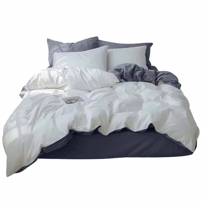 Duvet Lilis Gris Claro Blanco Para Cama Sencilla 90x190cm