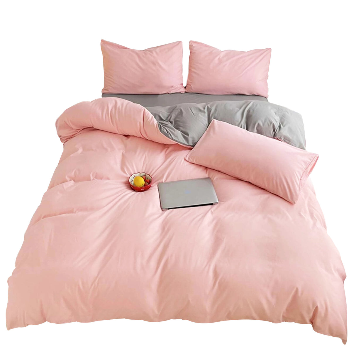 Duvet Lilis Rosado Gris Oscuro Para Cama Semidoble 120x190cm - Tendidos y Cubrelechos | Bylmo