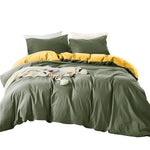 Duvet Lilis Verde Militar Mostaza Para Cama Sencilla 90x190cm