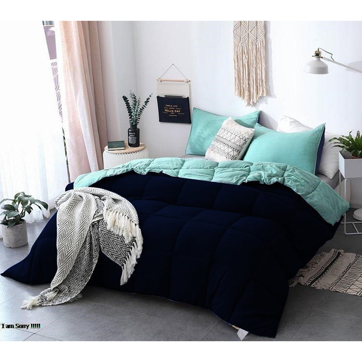 Edredón Cotona Azul Claro Azul Oscuro Para Cama Sencilla 90x190cm - Tendidos y Cubrelechos | Bylmo