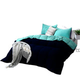 Edredón Cotona Azul Claro Azul Oscuro Para Cama King 200x190cm - Tendidos y Cubrelechos | Bylmo