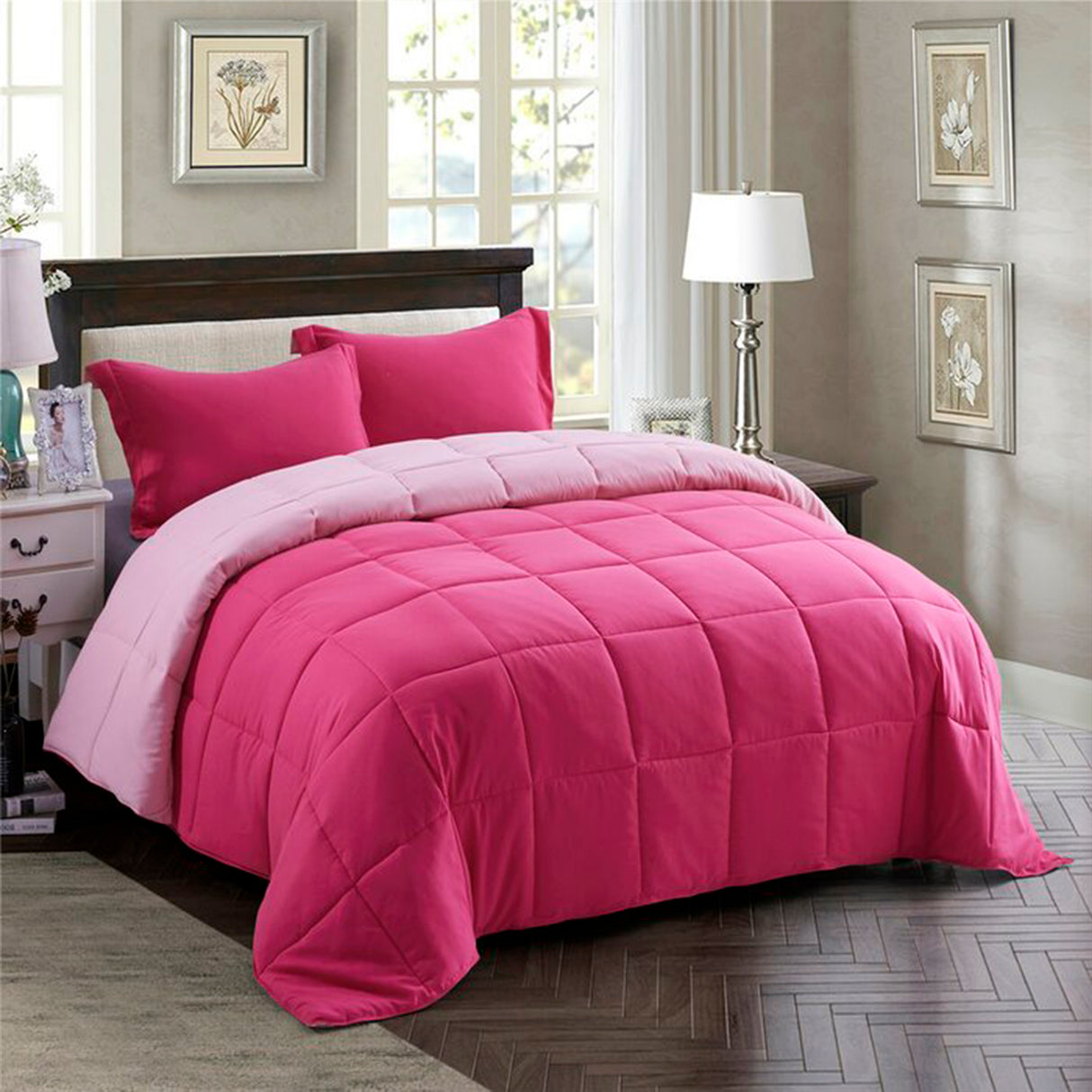 Edredón Cotona Fucsia Rosado Para Cama Semidoble 120x190cm - Tendidos y Cubrelechos | Bylmo
