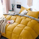Edredón Cotona Mostaza Gris Claro Para Cama Queen 160x190cm - Tendidos y Cubrelechos | Bylmo