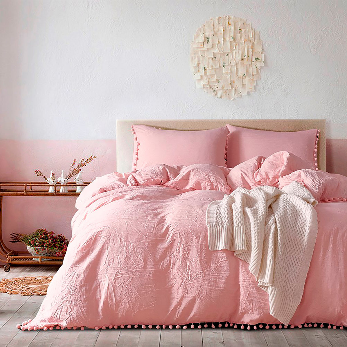 Edredón Boress Rosado Para Cama Queen 160x190cm - Tendidos y Cubrelechos | Bylmo